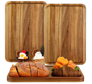 Commercio all'ingrosso durevole <span class=keywords><strong>legno</strong></span> di Acacia <span class=keywords><strong>rettangolare</strong></span> <span class=keywords><strong>vassoio</strong></span> di tè <span class=keywords><strong>in</strong></span> <span class=keywords><strong>legno</strong></span> cibo per colazione <span class=keywords><strong>vassoio</strong></span> di servizio per riunioni di famiglia - Product Image 1