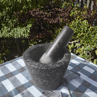 Ensemble mortier et pilon en granit naturel écologique poli PS, outil de broyage pour herbes et épices, moulin à sel et épices de cuisine, lavage à la main uniquement