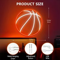 Enseigne néon LED de basketball, fourniture directe usine, signalétique lumineuse sportive circulaire 3D pour bar sportif, salle de sport, décoration murale