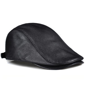 진짜 양가죽 남성용 겨울 조절 가능한 베레모 양가죽 가죽 플랫 캡 아이비 뉴스보이 모자 베레모 캐비 햇 - Product Image 4
