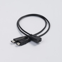 Cable Divisor USB Mini 5 Pines Hembra a Mini USB 5 Pines Macho + USB C Macho, Cable de Carga Trenzado 1 a 2 para Cargar Tabletas, Teléfonos y Juguetes