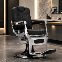 Fauteuil de barbier JOXIN au design vintage avec dossier et repose-pieds intégrés, fauteuil de rasage inclinable pour un service de barbier haut de gamme