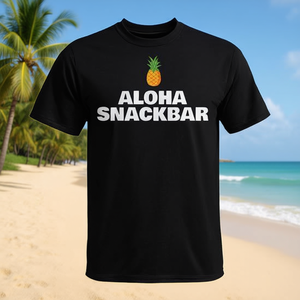 T-shirt Aloha Snackbar in cotone nero unisex per adulti taglia M L XL XXL - Product Image 3