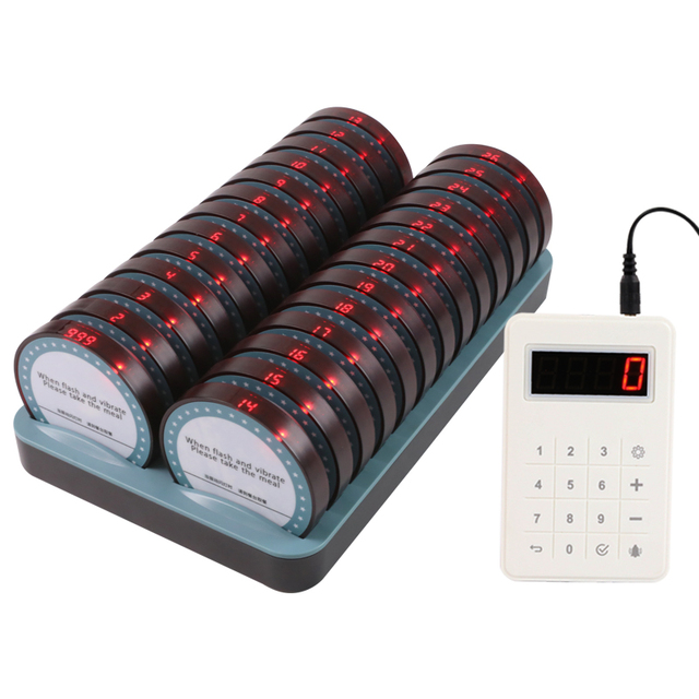 CRONY 26-Pager Wireless Guest Queue Calling System Custom Logo 300m Range Vibration Pagers for Restaurants Clinics Hospitals