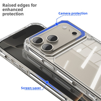 Coque rigide antichoc en acrylique pour iPhone 17 Pro Max 17 Air 16 E 15 14 Plus 12 11 13, coque hybride transparente en PC et TPU souple