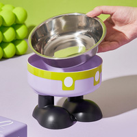 Bol en acier inoxydable pour animaux de compagnie, antidérapant, grande capacité, pour chien et chat, surélevé, protection du cou, anti-choc