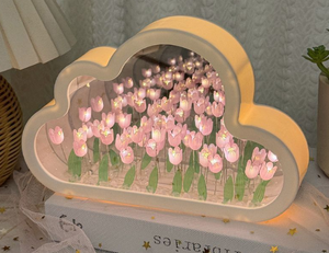 <b>LED</b> 3D Simulation Tulip Lamp Mirror Light Bedside Desk Flower Romantic Atmosphere for Home Decoration - Product Image 5