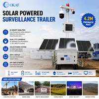 OKAF 3x120W Solarbetriebener Mobiler Überwachungsanhänger 360 °   PTZ-Kamera Off-Grid 24/7 Sicherheitsüberwachungsanhänger