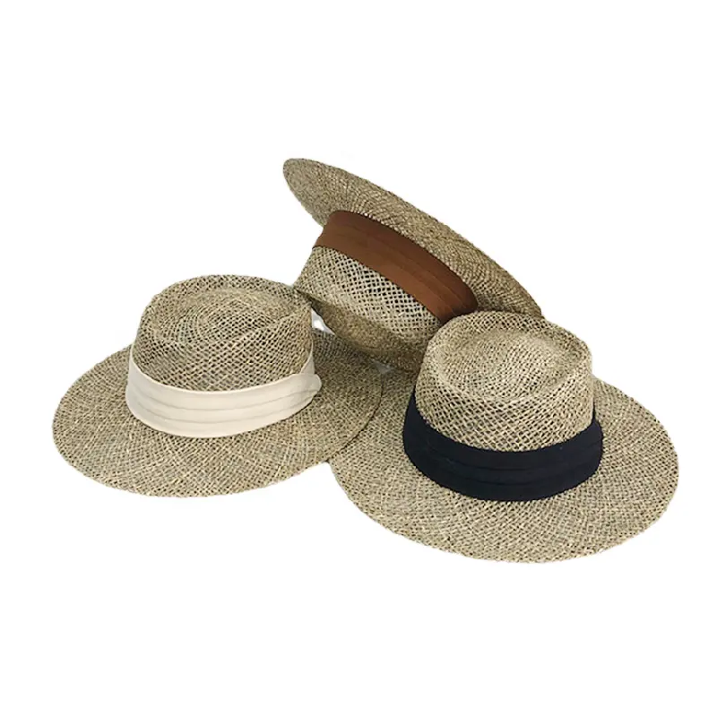 Cherishelle-sombrero de paja personalizado para hombres y mujeres, gorra de paja a granel para playa, visera de protección solar de verano, venta al por mayor