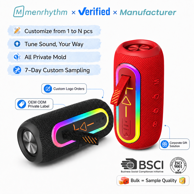 High Quality Portable Stereo Bluetooth Speaker with Woofer Waterproof AUX and OEM Fabric Portable Stereo Bluetooth Speaker