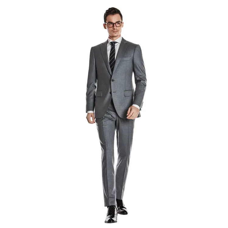 New Design High Grade Business Style Grey Coat Pant Formal Wear Plus Size 100% Wool Men 2 Pieces Suits