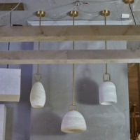 Ensemble de luminaires suspendus modernes en albâtre naturel avec anneau en D, style Wabi Sabi, lampe LED suspendue pour îlot de cuisine, salle à manger