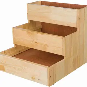 高品质批发宠物凳台阶天然木质室内定制便宜宽3级木狗楼梯