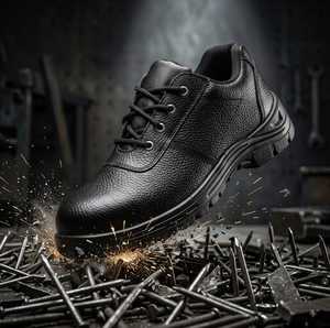 Chaussures de sécurité pour hommes les plus vendues, semelle PU à densité unique, pour plaque intermédiaire en acier, doublure en maille respirante disponible - Product Image 1