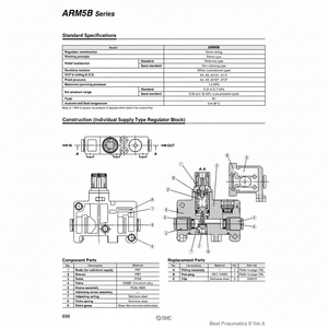 Régulateur de collecteur compact SMC Pneumatics ARM5BB-206-A régulateur de pression à haut rendement - Product Image 1
