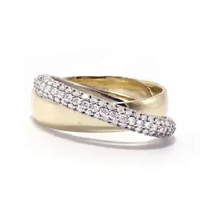 แฟชั่น Unisex Rolling แหวน Domed เพชรกว้าง Gold Plated Sterling แหวนเงิน