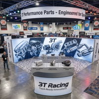 Stand d'exposition lumineux et personnalisé 3T Racing pour salles de stockage et stands tourillons, idéal pour les présentoirs technologiques SEMA 2026 prêts à la course