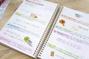 สมุดโน้ตออแกไนเซอร์วาระการประชุม<span class=keywords><strong>ราย</strong></span>สัปดาห์และ<span class=keywords><strong>ราย</strong></span><span class=keywords><strong>เดือน</strong></span>พร้อมสติ๊กเกอร์คั่นหนังสือสำหรับของขวัญสมุดโลโก้แบบเกลียวที่วางแผนปี A5 - Product Image 5