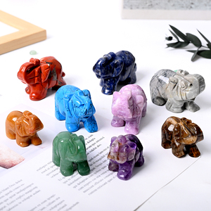 Vente en gros de sculptures d'animaux en cristal naturel, pierres de quartz sculptées, pierres précieuses, sculptures d'éléphants en cristal pour la décoration de bureau - Product Image 3