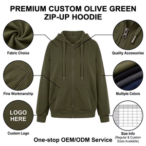 Sudadera informal con capucha y cremallera para mujer, moda deportiva, sección delgada holgada, chaqueta con capucha de manga larga, <span class=keywords><strong>sudaderas</strong></span> verde oscuro - Product Image 2