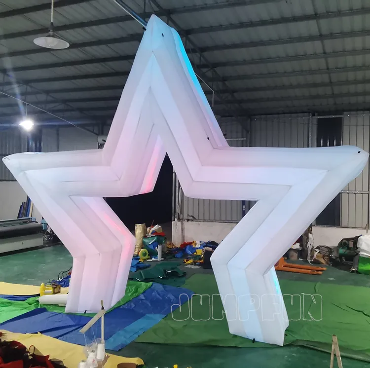 Puerta de entrada inflable de estrella de cinco puntas, puerta inflable con luces para eventos, arco LED inflable de bienvenida