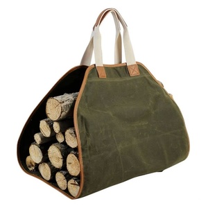 Free Sample <b>Waxed</b> <b>canvas</b> log carrier tote <b>bag</b>, durable wood tote <b>bag</b>, and factory fireplace carrier - Product Image 1