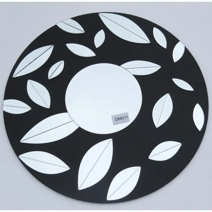 Latest design decorative wall mirror with beautiful leaves style stick on the round mirror