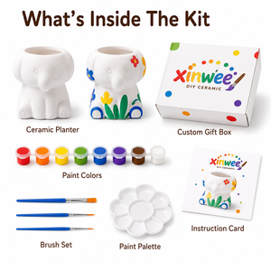 Cadeau pour la fête des mères, kit de pot de fleurs en céramique à faire soi-même, kit de peinture artisanale mère-enfant, pot de fleurs fait main pour la maison, décoration de bureau, décoration de jardin - Product Image 3