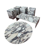 Table d'appoint de luxe en marbre Calacatta Viola, piédestal carré creux en pierre naturelle pour salon moderne haut de gamme