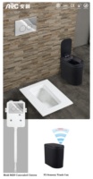 Cuvette de toilettes à la turque avec réservoir encastré mural, en PEHD écologique, double chasse 3L/6.5L, design moderne pour salle de bain et buanderie