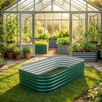 Jardinière ovale galvanisée pour intérieur, résistante à la décomposition, en métal, pour légumes et fleurs, jardinière surélevée