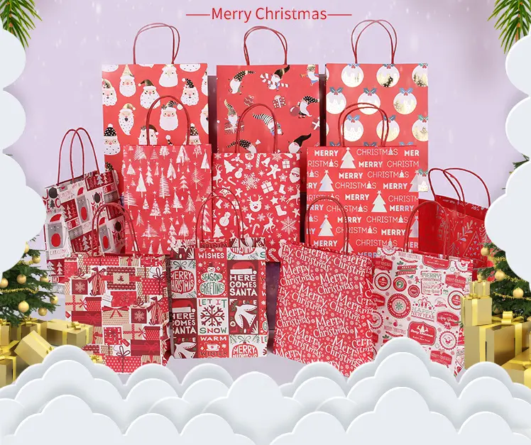Kustom Selamat Natal Kue Kue Pakaian Pakaian Anggur Ponsel Tote Bag Merasa Belanja Tas Hadiah Serut