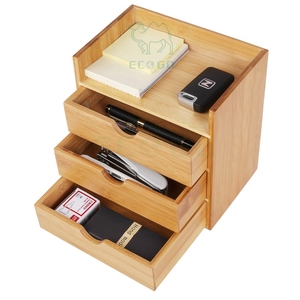 Manufacturer Custom Bamboo Wood Office Office Stationery Storage With <strong>Drawer</strong> Desk Organizer - Product Image 5