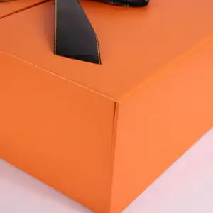 Spot kotak hadiah indah pita ganda oranye kelas atas kosmetik Folio kotak kemasan pendamping Hari Valentine