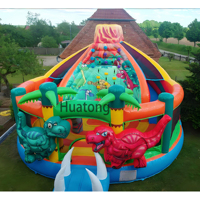 Grand château gonflable de dinosaure, châteaux gonflables d'anime avec toboggan combiné, grand château gonflable extérieur