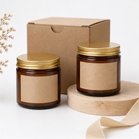 Velas Aromáticas de Cera de Soja en Frascos de Vidrio Ámbar con Tapas Doradas Modernas para Decoración Navideña del Hogar y Marca Privada