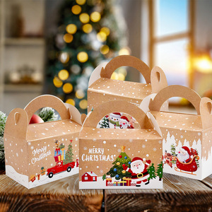 Boîtes cadeaux en papier kraft pour gâteaux et biscuits de Noël, motif Père Noël, vente en gros - Product Image 2
