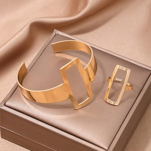 Western Alloy Ladies Open <b>Bracelet</b> Ring <b>Set</b> Simple Retro Temperament Jewelry <b>Set</b> - Product Image 6