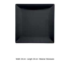 Boston <b>Black</b> Flat <b>Plate</b> 24 × 24 cm Square Stoneware Matt M1934 139473 - Product Image 3