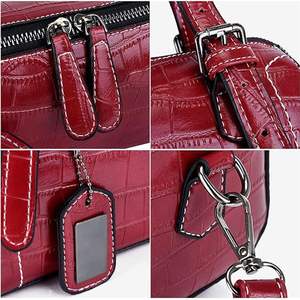 Trendy Genuine Leather Women's Crossbody <b>Handbag</b> <b>Summer</b> Cowhide Lichee Pattern Eco-Friendly Waterproof Zipper Closure 1-1.9L - Product Image 4