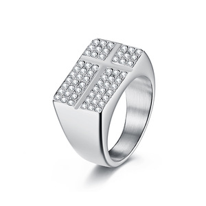 แหวนรูปกางเขนชุบทองสำหรับผู้ชาย ประดับเพชรไมโครเพฟ สไตล์ฮิปฮอป เหมาะสำหรับนิ้วชี้ ของขวัญเครื่องประดับ - Product Image 5