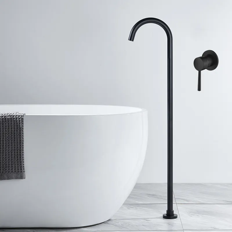 Bathroom floor mounted bath mixer tap free standing tub taps black freestanding bathtub faucet