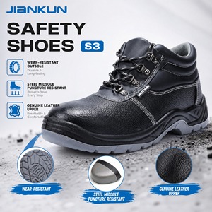 JIANKUN S3 <span class=keywords><strong>scarpe</strong></span> di sicurezza a prova di Smash in pelle goffrata per uomo stivali da lavoro di protezione <span class=keywords><strong>impermeabili</strong></span> in acciaio per lavoratori edili - Product Image 3
