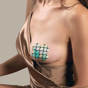 Sexy 1 paio di copri capezzolo di <span class=keywords><strong>colore</strong></span> misto lucidi forma a scaglie di pesce adesivi autoadesivi monouso petali di petto capezzolo pasticcini - Product Image 1
