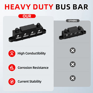 Bloc de jonction en cuivre à ressort, 4 goujons M10, 250A 48V, barre omnibus robuste, base en nylon, bloc de distribution d'alimentation pour voiture - Product Image 4
