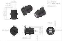 Prise d'alimentation étanche 12V 3.1A avec double port USB, chargeur GPS mobile encastrable