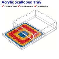 Plateau en acrylique durable, épais et léger, à bords festonnés, empilable, pour le rangement des aliments et des bijoux, solution de rangement pour la maison moderne