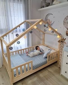 Cama Infantil Moderna en Oferta, Cama <span class=keywords><strong>de</strong></span> Madera con Forma <span class=keywords><strong>de</strong></span> Casa <span class=keywords><strong>de</strong></span> Árbol para Niños, 90 x 190 cm - Product Image 3