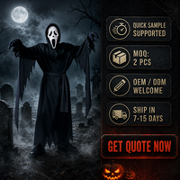 Disfraz de Fantasma de Halloween para Niños y Adultos, Conjunto de Disfraz de Terror con Capucha, Túnica y Daga para Fiestas