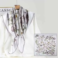 Écharpe en soie 100% de luxe 90x90cm pour femmes, bords roulés à la main, imprimé floral numérique, logo personnalisable